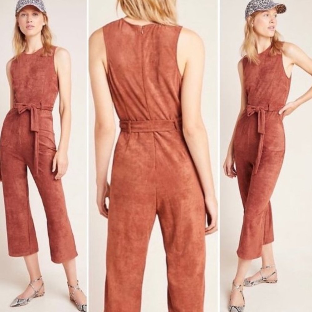 Anthropologie Faux Suede Jumpsuit
